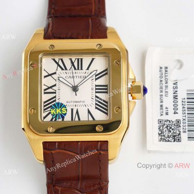 Swiss Quality Replica Cartier Santos de 100 Yellow Gold Watch Citizen Movement